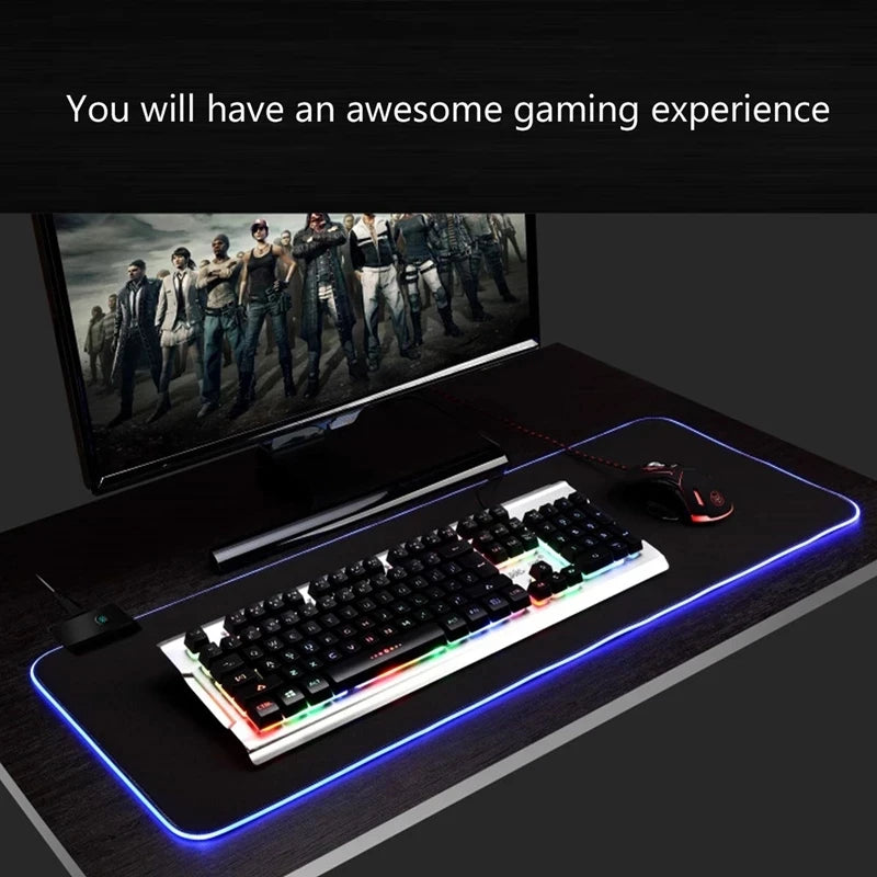 RGB Extended Gaming Mouse Pad – Waterproof, Anti‑Slip, LED Backlit Desk Mat