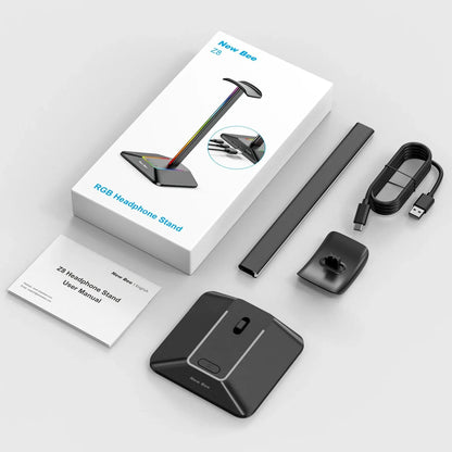 New Bee Z8 RGB Headset Stand – Metal Gaming Headphone Holder with USB Ports