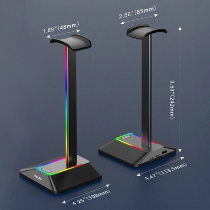 New Bee Z8 RGB Headset Stand – Metal Gaming Headphone Holder with USB Ports