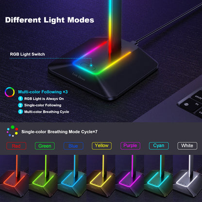 New Bee Z8 RGB Headset Stand – Metal Gaming Headphone Holder with USB Ports