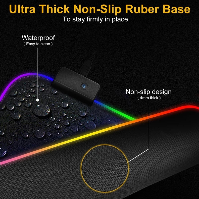 RGB Extended Gaming Mouse Pad – Waterproof, Anti‑Slip, LED Backlit Desk Mat