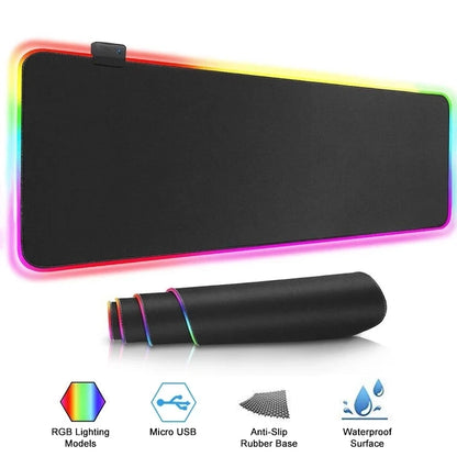 RGB Extended Gaming Mouse Pad – Waterproof, Anti‑Slip, LED Backlit Desk Mat